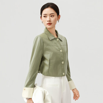 Viea.ing shopping mall same style short jacket women's 2026 spring new short long-sleeved tops fruit green s