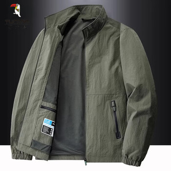 Woodpecker (tucano) outdoor jacket jacket new men's spring and autumn casual jacket men's sports top stand collar quick-drying thin men's clothing military green 2xl