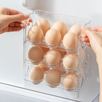 Home katei story japanese egg storage box refrigerator side door special egg box refrigerator crisper kitchen egg tray egg rack transparent small automatic rebound