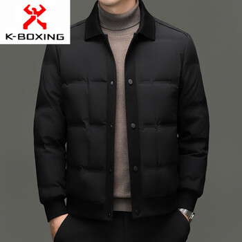 Kbxng jinba men's down jacket winter thickened trendy lapel workwear casual feeling light luxury fashion 90 white duck down jacket black m 170