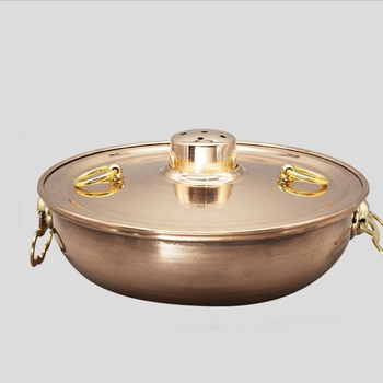 Tuojin imported high-quality cassette stove from japan, small hot pot, meat-shabu-shabu elephant trunk pot, alcohol gas pot, commercial pot, pure copper old-fashioned #elephant trunk pot + lid, default peach ring handle (handle style available 26cm