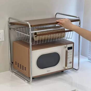 Yusenyi kitchen stainless steel household multi-layer fruit storage trolley vegetable basket rack with pull-out vegetable rack medieval style microwave rack with basket