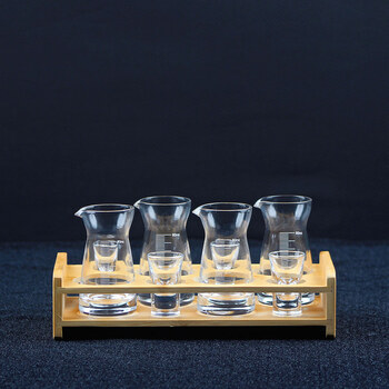 Liquor cup set, one pot, one cup, wine set, liquor cup, one cup, household wine divider, sake jug, creative small wine cup, 4 80ml wine dividers + 4 15ml thick bottom cups + cups