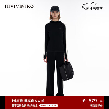 Iiiviviniko designer brand ribbed texture fabric hooded bottoming shirt for women m334711394b black s