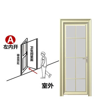 Single and double edge titanium magnesium aluminum alloy toilet bathroom double glass door toilet kitchen bathroom swing door 08 197x67 no. 1 pattern champagne gold c left outward opening + door handle on the right