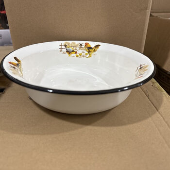 Yong huan 22 cm thickened big rooster enamel old-fashioned enamel flat side soup bowl pot dish mixing small bowl rice basin hot pot restaurant 22 cm big rooster