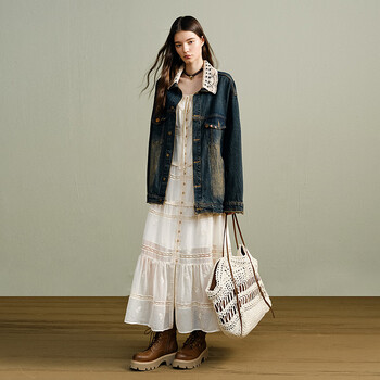 Wancaoyi (wancaoyi) same style in the mall 2026 spring new short jacket w35020611 denim blue xs