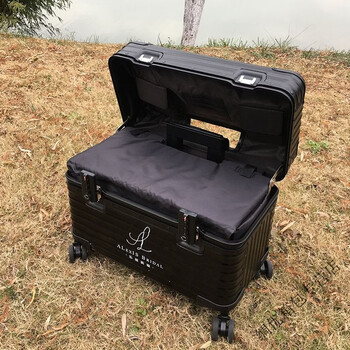 Ye yu photography trolley case for outing men's makeup case suitcase retro camera student fashion top flip trolley case black 18 inch (all aluminum magnesium alloy)