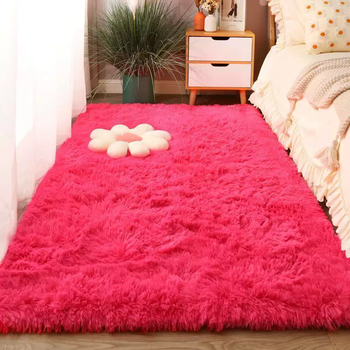 Yusenyi thickened super soft silk wool living room bedroom bay window casual girl bedside room large area full floor (thickened and softer) solid color rose red 140x200cm
