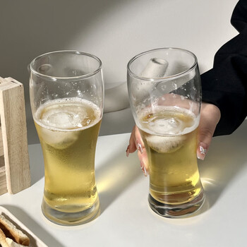 He jiagong wheat beer cup waist tightened thickened craft wheat beer cup home draft beer cup large capacity juice cup glass waist beer cup 6 pack