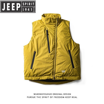 Jeep spirit american genuine winter retro mountain style outdoor down vest men's trendy brand warm down jacket jacket p95 mustard green xl