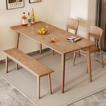 Montelova solid wood dining table for home small apartment dining table and chairs complete set of ash wood rectangular dining table simple foshan furniture single dining table imported fas ash wood real material 1.4 meters dining table 140*80cm