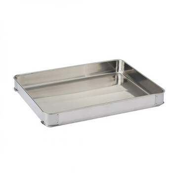 Shijanu dumpling box stackable food box large dumpling basin stainless steel rectangular plate thickened food plate rectangular dumpling basin body (410 310 53mm)