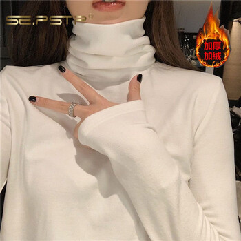 Xia dian suding queen (se.pstp) extra large size thickened velvet turtleneck bottoming shirt 300 jin autumn and winter fat girl dudui collar german velvet slim warm top white plus velvet the size is too big don’t be too big this year’s popular light luxury brand s within 105 jin