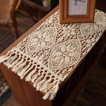 Yusen yifeng crochet retro tablecloth style cabinet shoe cabinet tv cabinet cover towel sweet dreams table runner + large tassel, width 30*100cm including tassel size