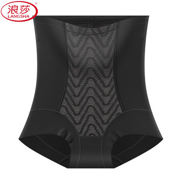Langsha seamless high waist strong belly controlling waist lifting underwear women's mulberry silk antibacterial bottom crotch breathable postpartum slimming black 4xl (recommended 160kg-180kg)