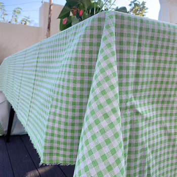 Yusenyi style tablecloth coffee table cloth student desk cloth living room girl writing desk mat green plaid rolled edge 90x150cm commonly used size in kindergarten