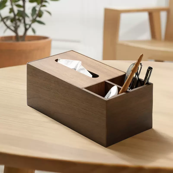 Yusenyi walnut color solid wood living room high-end tissue box household paper box storage new chinese coffee table creative paper box multi-functional storage walnut color