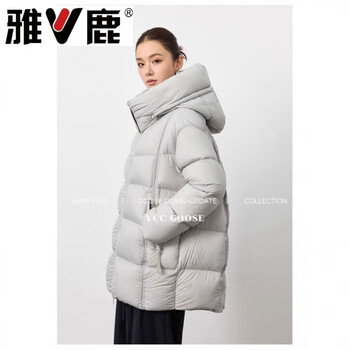 Yalu high quality goose down jacket women's autumn and winter new style hooded loose cloud puff thickened warm 90 white goose down jacket black gray s
