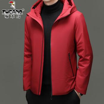 Woodpecker high-end 90 goose down winter new down jacket men's workwear outdoor commuting sports warm hooded cold-proof jacket rr-er2550 red m 170/92a