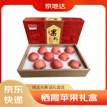 Jingdida shandong yantai qixia red fuji apple net weight 5.5 jin gift box 85 grade large fruit fruit source direct shipping free shipping