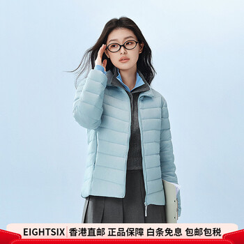 Bosideng (bosideng) light down jacket for women 2025 autumn and winter new style stand collar short style slim fit trendy korean style casual versatile jacket yunshui blue 5364 25 years new 4xl 190_108a_weight about 160kg-169kg
