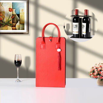 Fantasy red wine handbag wine double wine bag red wine packaging gift box 2 portable wine bottles packaging gift bag red flame red double wine bag tassel