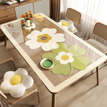 Fantasy soft glass table mat, thickened, oil-proof, waterproof, anti-scalding, no-wash pvc tablecloth, cuttable crystal plate, transparent table mat 90x180cm green and healthy agnion