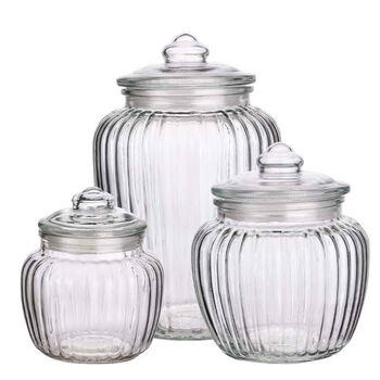 Runhuanian thickened glass bottle sealed jar pickle jar large capacity pickle jar food grade household pickle jar vertical pattern bottle acrylic material lid 626+1260+2160 acrylic material lid
