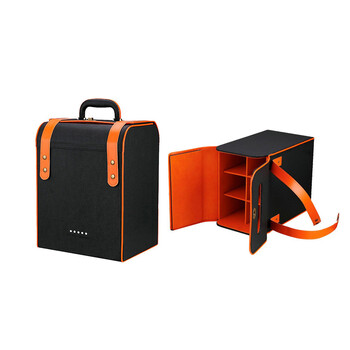 Wing fantasy spot double wooden box black red wine leather box wine packaging gift box white wine red wine box manufacturer six rhinestones