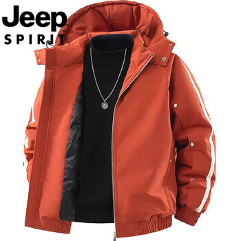 Jeep jeep international brand fat white duck down jacket men's extra fat extra thickened winter jacket jacket burgundy - removable hat l down filling amount - 102g wear 90-120 catties - snowy day