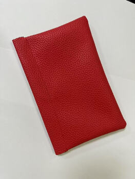 Leather automatic closed clutch portable large-capacity cosmetic bag daily korean style coin mobile phone bag new model emma red