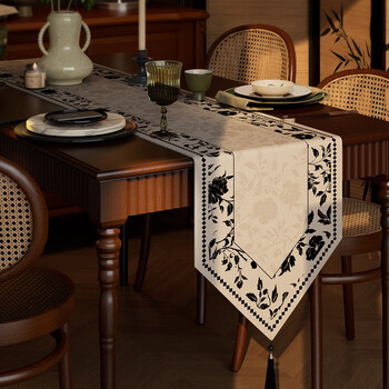 Fantasy style table runner, dining table runner, long coffee table tablecloth, tv cabinet side cabinet cover, flower field souvenir a, triangular table runner, white tassel, customization, contact customer service