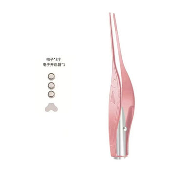 The treasure of yonghuan town store is visible light-emitting ear scoop, ear scoop and earwax tweezers set, stainless steel ear scoop, metal light ear picking tweezers for adults and children + battery.