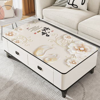 Fantasy coffee table tablecloth waterproof and oil-proof no-wash anti-scalding table mat light luxury high-end thickened pvc soft glass dining table mat yujie porcelain rhyme 80x120cm