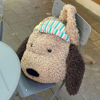 Ye yu's new cute puppy cartoon plush backpack large capacity computer bag student school bag versatile travel backpack teddy velvet style