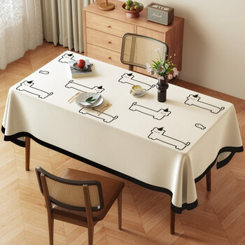 Fantasy lamb skin tablecloth, no-wash waterproof and oil-proof pvc rectangular tea table tablecloth, light luxury and high-end feeling, liquid cat intestine 140x220cm, suitable for 6-person rectangular table/oval table.