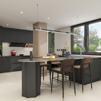 Zhong zhang gui chengdu integrated stainless steel kitchen cabinets customized solid countertop sideboard wine cabinet renovation modern home professional designer docking