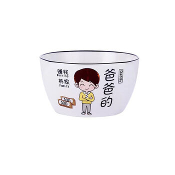 Tuojin jingdezhen quality family portrait parent-child bowl household differentiated bowl and dish set ceramic personalized family eating cartoon bowl square bowl - dad's 1
