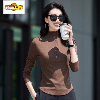 Early diameter half-high collar warm long-sleeved bottoming shirt for women in autumn and winter new style german velvet slim button splicing inner top gray s