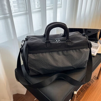 Ye yu large-capacity portable travel bag for women, fashionable short-distance travel storage luggage bag for men, dry and wet separation sports fitness bag, black slip-on trolley case