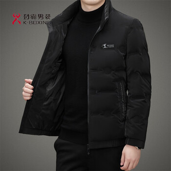 Kbxng jinba 2025 winter new stand collar down jacket young and middle-aged dad casual business warm white duck down jacket black 14xl (190)