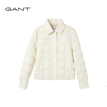 Gant25 new winter women's short white goose down lapel silhouette light warm casual down jacket 107-off-white m