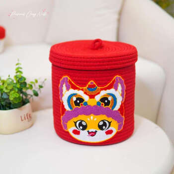 Yusenyi desktop porch snack storage basket storage dirty clothes basket organizing woven storage box basket zodiac storage basket year of the snake middle bucket (shipped in a carton) diameter 25cm height 23cm