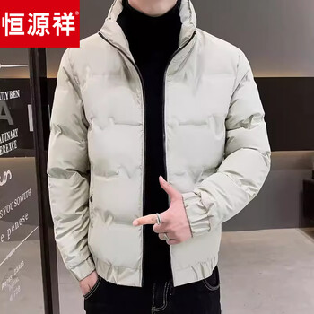 Hengyuanxiang lightweight down jacket men 2026 new youth lightweight stand collar white duck down men's jacket autumn and winter khaki 2xl