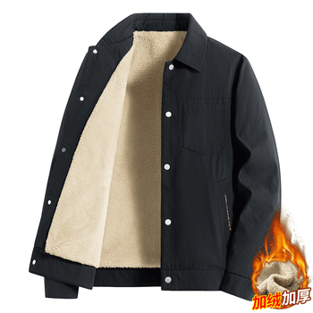 High quality winter men's sherpa jacket men's new velvet thickened warm jacket top black velvet thickened xl recommended 130-140 catties