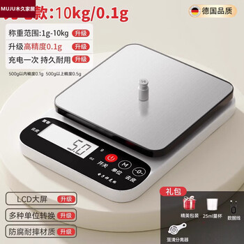 German imported kitchen scale electronic scale high-precision food scale household small precision electronic weighing 0.1g accuracy/high-end stainless steel model rechargeable 10kg/0.1
