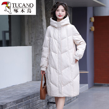 Woodpecker leather down jacket women's mid-length sheepskin 2025 winter new haining korean style slim fur jacket off-white white duck. down l weight 85_115 catties