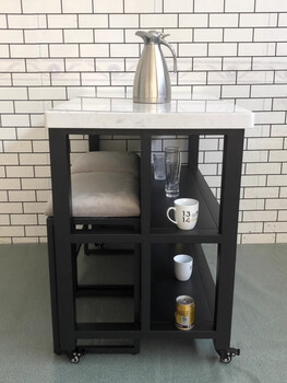 Yusenyi marble island kitchen countertop movable wrought iron dining table bar modern minimalist sideboard oven cabinet style 1120*60*85cm with wheels