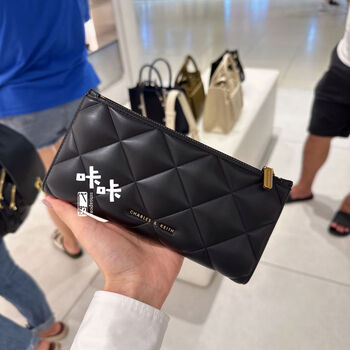 Charleskeith singapore purchasing small ck6107705442 linge soft surface long wallet for women black ck6-10770544-2black